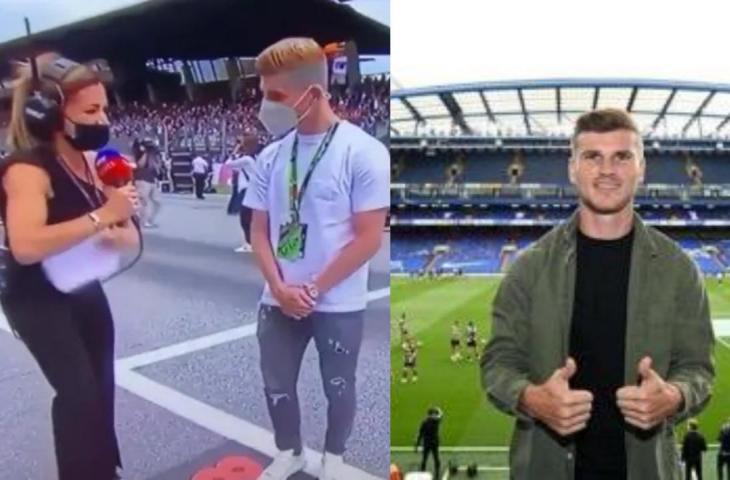 Timo Werner disebut reporter Formula 1 sebagai sosok kiper. (Kolase)