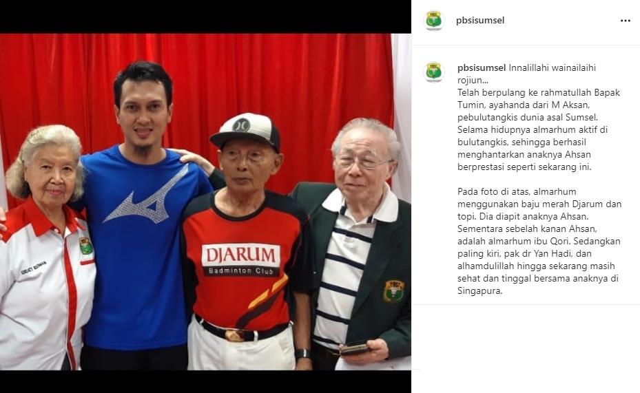 Ayah Mohammad Ahsan dikabarkan meninggal dunia. (Instagram/pbsisumsel)