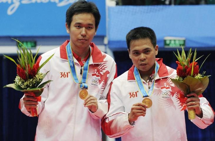 Hendra Setiawan saat berpasangan dengan Markis Kido. (LIU JIN / AFP)