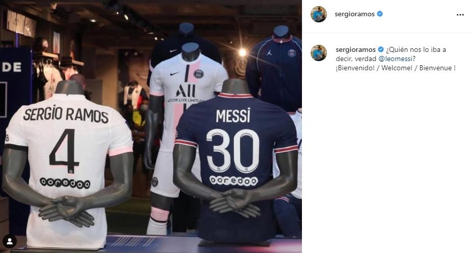 Sergio Ramos sambut Messi di PSG. (Instagram/sergioramos)