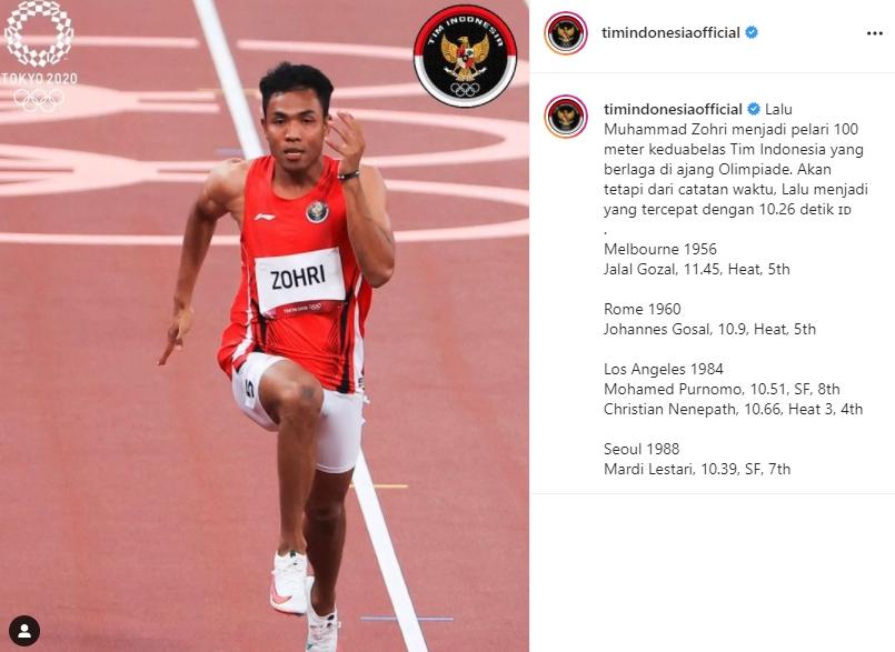 Lalu Muhammad Zohri jadi pelari Indonesia tercepat di Olimpiade. (Instagram/timindonesiaofficial)