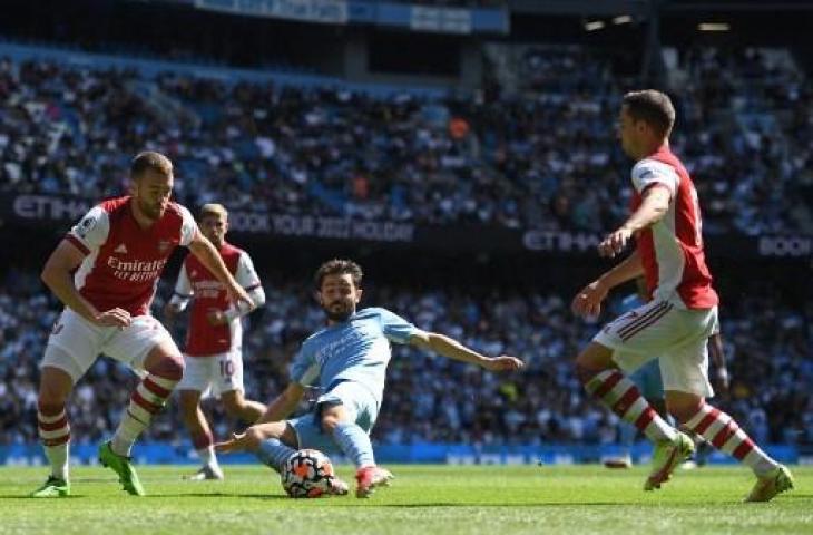 Manchester City hajar Arsenal 5-0 di pekan ketiga Liga Inggris. (OLI SCARFF / AFP)