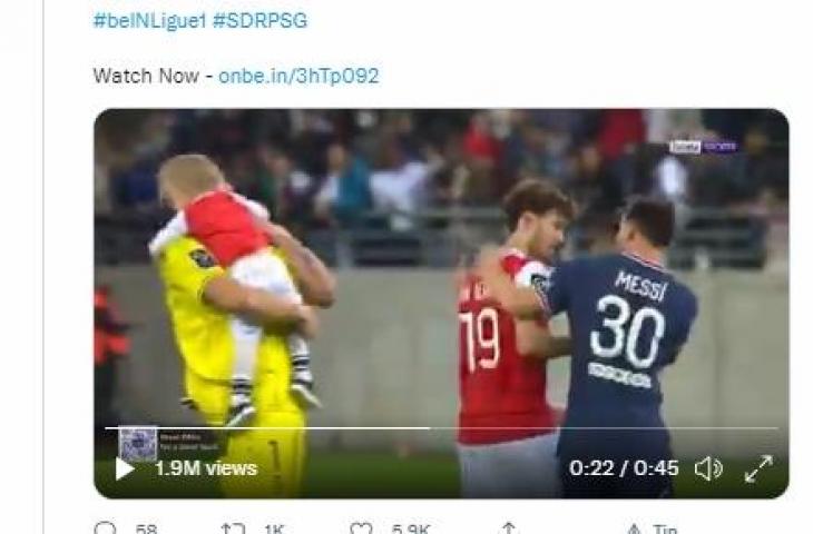 Aksi Lionel Messi saat debut bersama PSG. (Twitter)