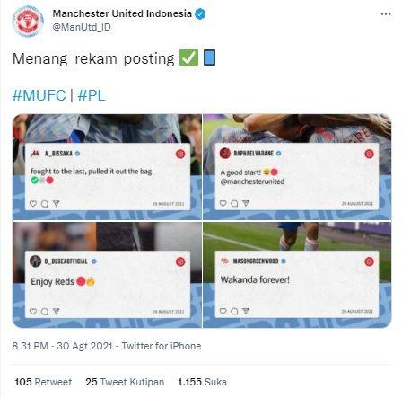 Cuitan sombong Twitter Manchester United Indonesia. (Twitter/@manutd_id)