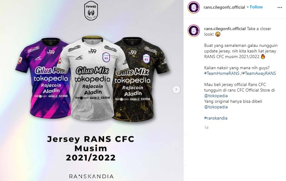 Rans Cilegon FC rilis jersey untuk mengarungi Liga 2 2021. (Instagram/rans.cilegonfc.official)