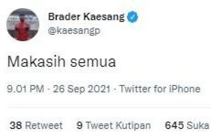 Cuitan Kaesang Pangarep usai Persis Solo raih kemenangan. (Twitter/@kaesangp)