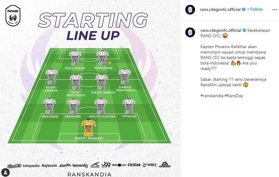 Starting XI Rans Cilegon FC. (Instagram/rans.cilegonfc.official)