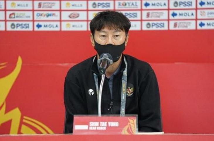 Pelatih Timnas Indonesia Shin Tae-yong dalam jump pers sehari jelang melawan Taiwan (dok. PSSI).