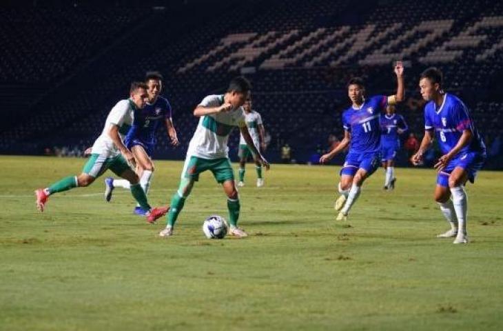 Pertandingan leg kedua Timnas Taiwan vs Timnas Indonesia pada babak play-off Kualifikasi Piala Asia 2023 di Chang Arena, Buriram, Thailand, Senin (11/10/2021) malam WIB. (dok. PSSI).