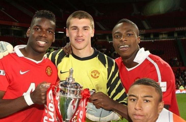 Paul Pogba, Sam Johnstone, John Cofie, dan Jesse Lingard saat menjadi juara FA Youth Cup 2011. (Foto: Manchester Evening News)