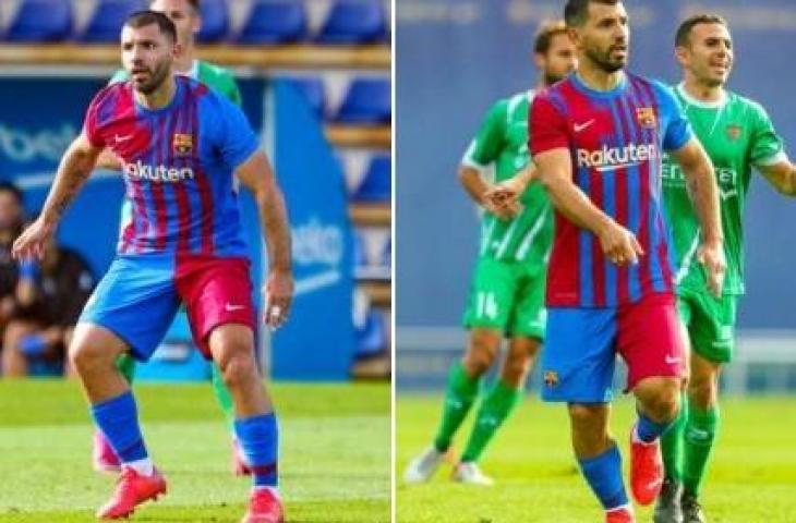 Sergio Aguero lakoni debut bersama Barcelona. (Twitter/@BarcaTimes)