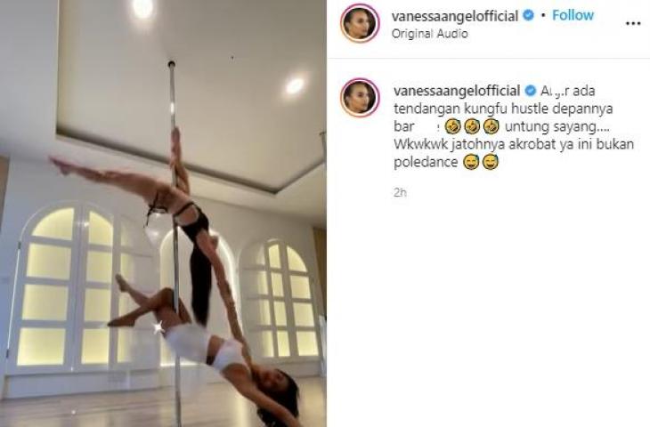 Vanessa Angel pole dance. (Instagram/@vanessangelofficial)