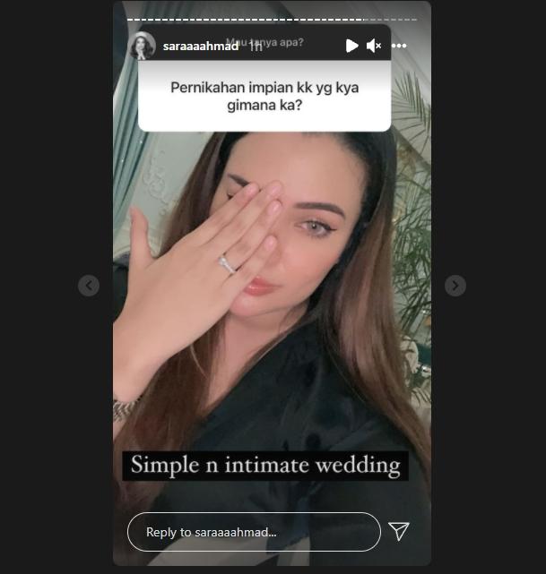 Sarah Ahmad ungkap pernikahan impian. (Instagram/saraaaahmad)