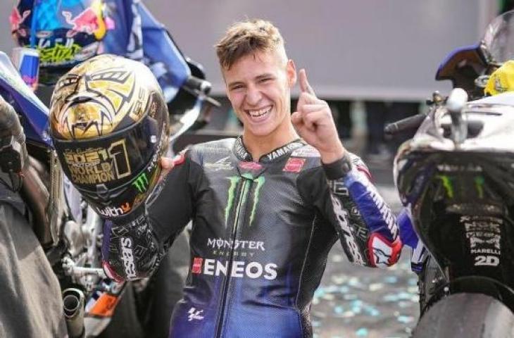 Fabio Quartararo saat mengklaim gelar juara dunia MotoGP 2021. (Instagram)