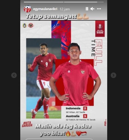 Egy Maulana Vikri semangati Timnas Indonesia U-23. (Instagram/@egymaulanavikri)