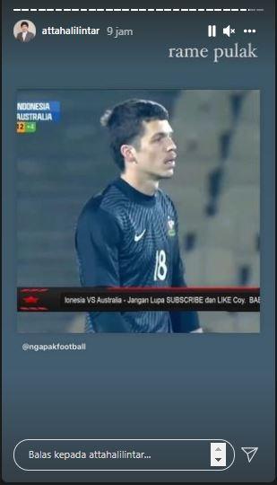 Reaksi Atta Halilintar soal kiper Timnas Australia U-23 yang mirip dirinya. (Instagram/@attahalilintar)