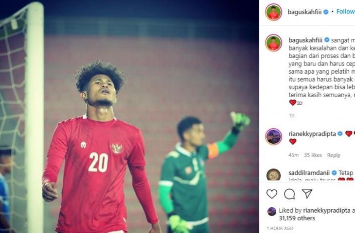 Bagus Kahfi usai Timnas U-23 dikalahkan Australia. (Instagram/@baguskahfi)