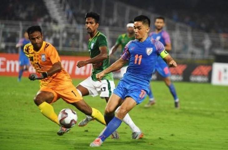 Kapten Timnas India, Sunil Chhetri. (DIBYANGSHU SARKAR / AFP)