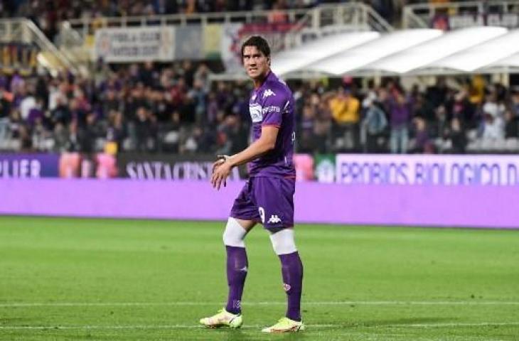 Penyerang Fiorentina, Dusan Vlahovic. (ANDREAS SOLARO / AFP)