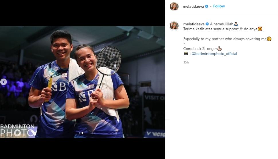 Pesan Melati Daeva usai gagal juara di Hylo Open 2021. (Instagram/melatidaeva)