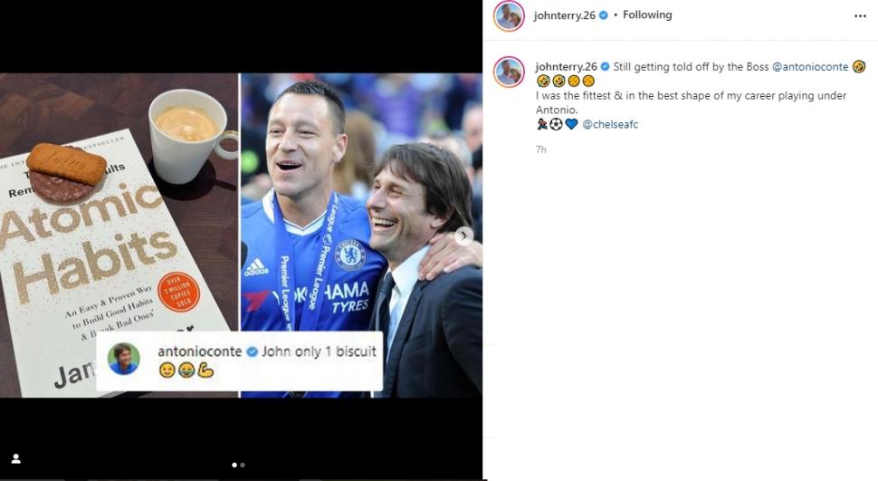 John Terry kena tegur Antonio Conte. (Instagram/johnterry.26)