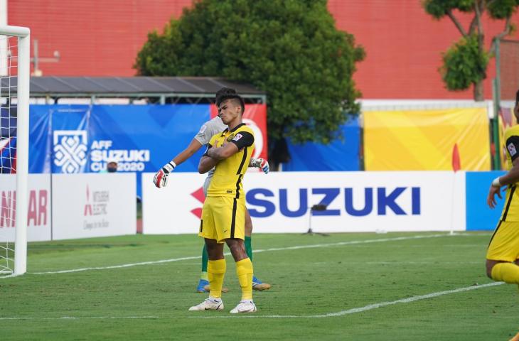 Bintang Timnas Malaysia, Safawi Rasid usai menjebol gawang Timnas Kamboja di Piala AFF 2020. (Dok. AFF)