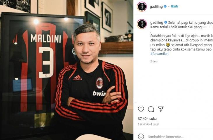 Komentar Gading Marten usai  AC Milan terdepak dari Liga Champions 2021. (Instagram/@gadiiing)