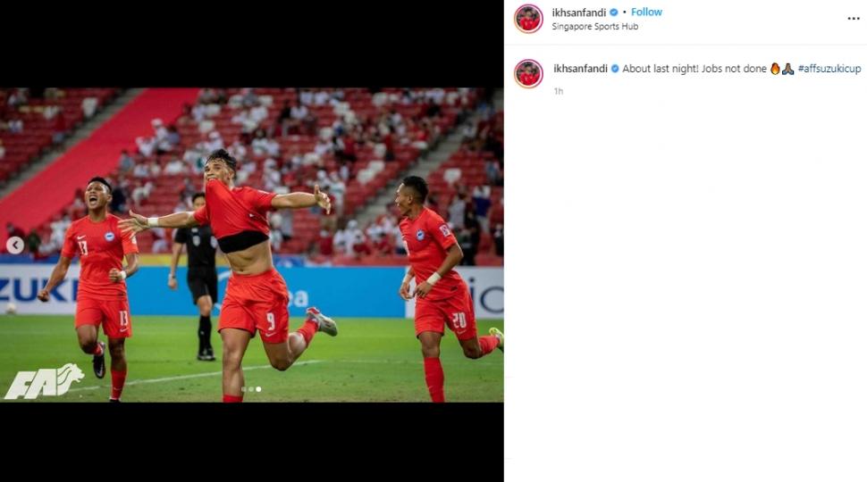 Ikhsan Fandi jebol gawang timnas Indonesia. (Instagram/ikhsanfandi)