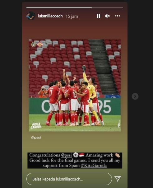 Luis Milla dukung Timnas Indonesia di Piala AFF 2020. (Instagram/@luismillacoach)