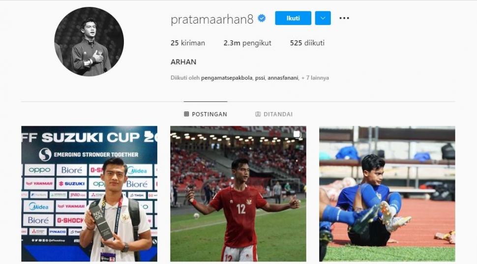 Pratama Arhan, pemainTimnas Indonesia dengan followers terbanyak.