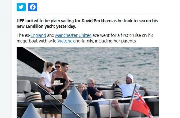 David Beckham pamer kapal pesiar. (dok.The Sun)