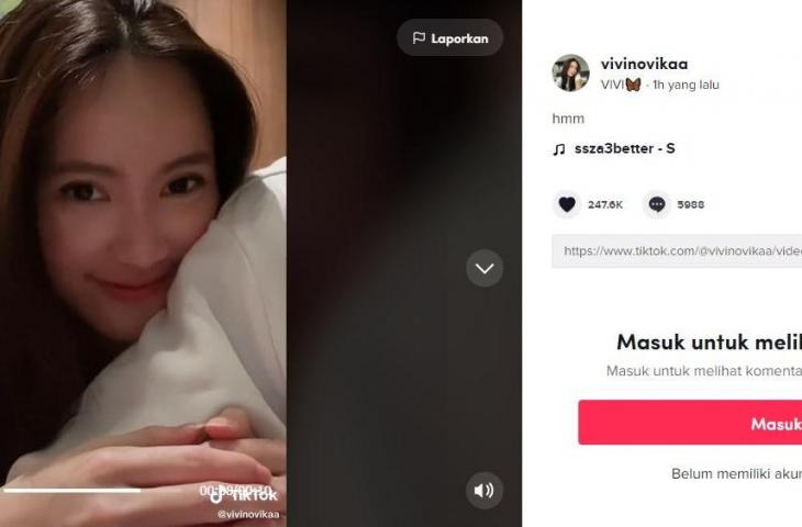 RRQ Vivi unggah video peluk tangan seseorang berhoody putih. (TikTok/Vivinovikaa)