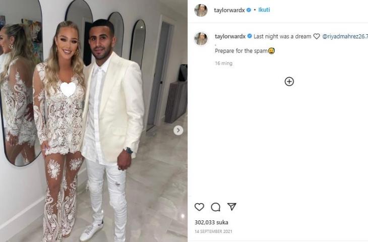 Taylor Ward istri Riyad Mahrez . (Instagram/@taylowardx)