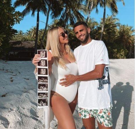 Riyad Mahrez umumkan istrinya Taylor Ward hamil anak pertama. (Instagram/riyadmahrez26.7)