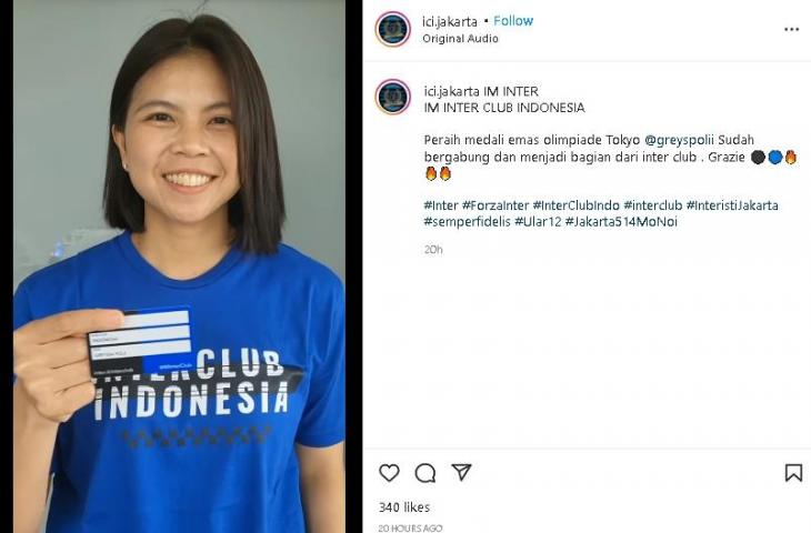 Greysia Polii gabung Inter Milan Club Indonesia. (Instagram/@ici.jakarta)