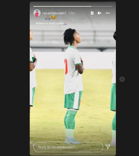 Ronaldo Kwateh tulis pesan haru usai Timnas Indonesia U-23 mundur dari Piala AFF U-23 di Kamboja.(Instagram)