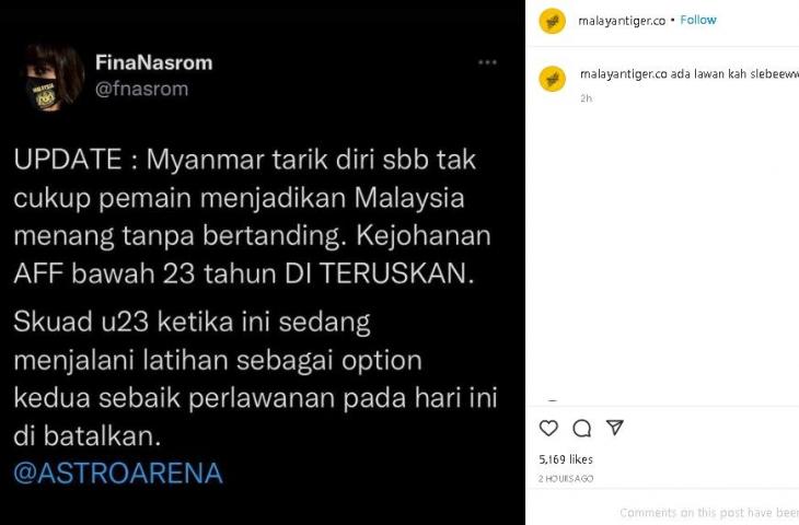 Fans Malaysia jemawa lawan mundur. (Instagram)