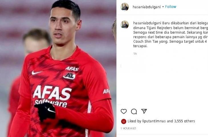 PSSI konfirmasi Tijjani Reijnders belum mau bela Timnas Indonesia. (Instagram/@hasaniabdulghani)