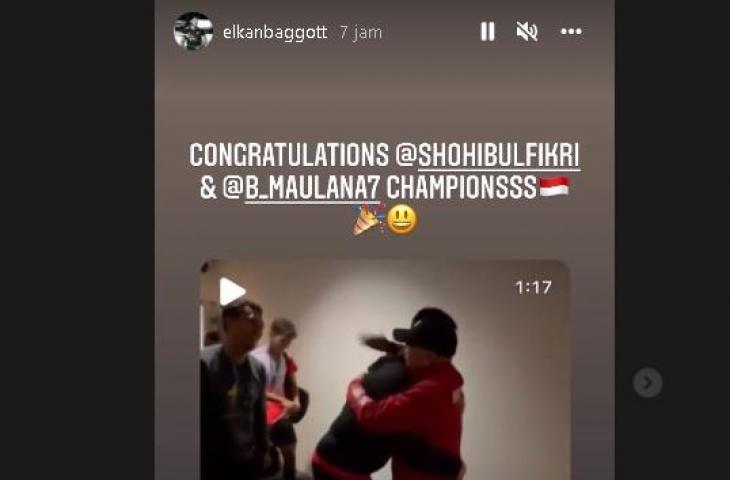 Elkan Baggott berika selamat ke juara All England 2022 Bagas/Fikri. (Instagram/@elkanbaggott)