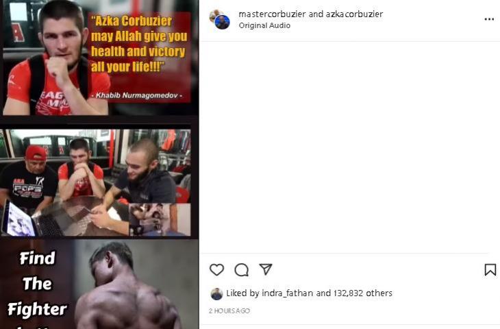 Khabib Nurmagomedov dukung Azka Corbuzier. (Instagram/@mastercorbuzier)