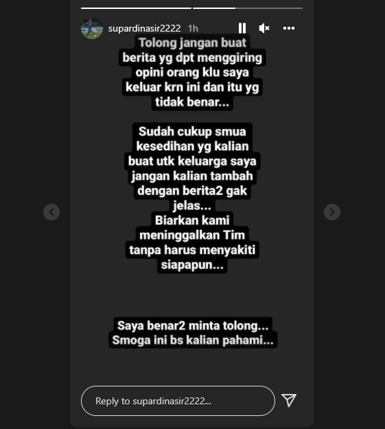 Supardi Nasir beri klarifikasi usai pamit dari Persib. (Instagram/supardinasir2222)