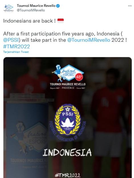 Tunnamen Toulon sambut timnas Indonesia U-19 yang ikut berpartisipasi. (Twitter/@TournoiMRevello)