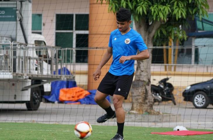 Asnawi Mangkualam dalam sesi latihan bersama Timnas Indonesia U-23 di Vietnam. (Dok. PSSI)