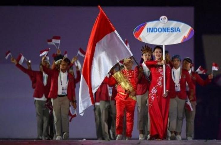 Kontingen Indonesia di SEA Games 2021. (AFP)