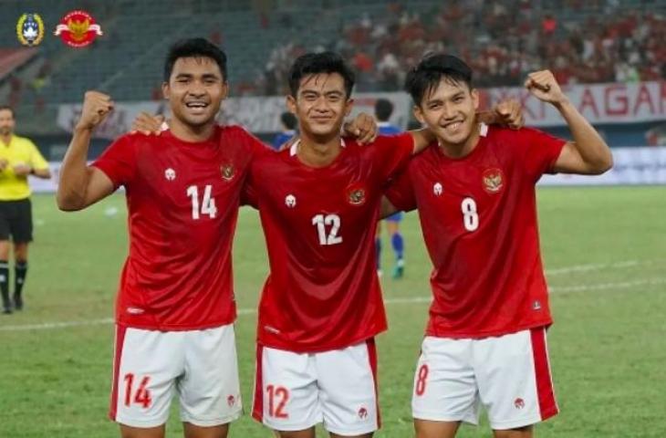 Potret Asnawi Mangkualam, Witan Sulaeman dan Pratama Arhan saat Timnas Indonesia hajar Nepal 7-0 di Kualifikasi Piala Asia 2023. (Dok. PSSI) 