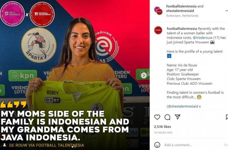 Iris de Rouw, kiper keturunan Indonesia di Belanda. (Instagram/@footballtalentnesia)