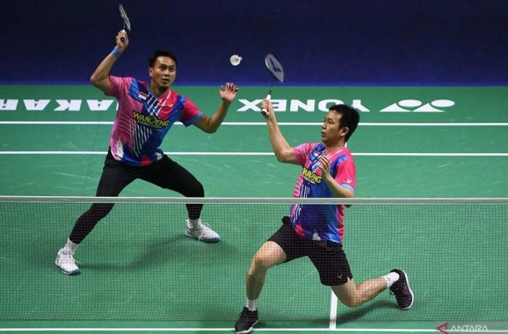 Mohammad Ahsan (kiri) dan Hendra Setiawan. ANTARA FOTO/Sigid Kurniawan/aww.