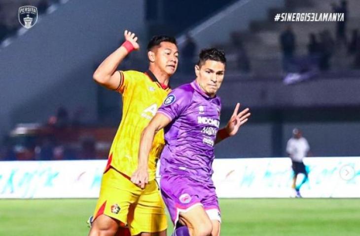 Momen Ramiro Fergonzi cetak gol cepat saat Persita Tangerang kalahkan Persik Kediri 2-0 di Liga 1 2022. (Instagram/persita.official)