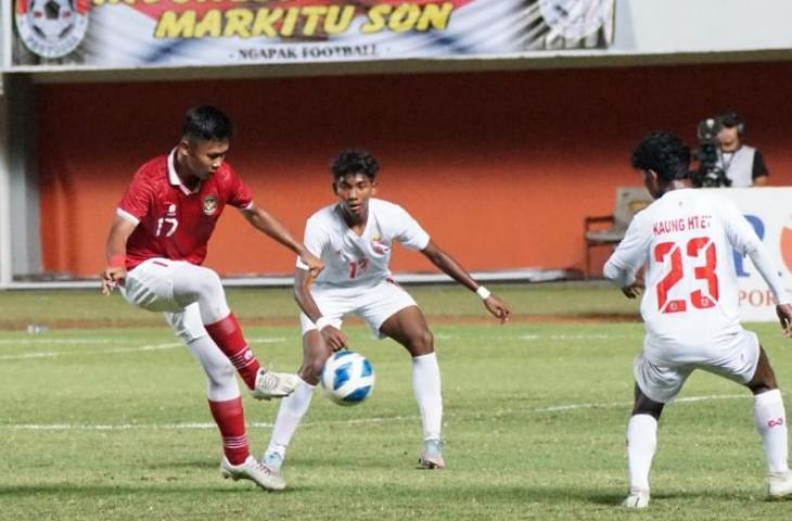 Timnas Indonesia U-16 vs Myanmar di semifinal Piala AFF U-16 2022, Rabu (10/8/2022). (Twitter/AFFPresse)