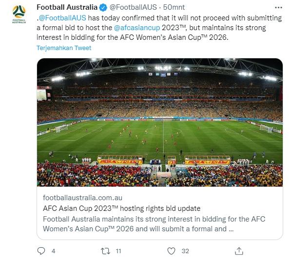 Australia mundur dalam bidding tuan rumah Piala Asia 2023. (Twitter/@FootballAUS)